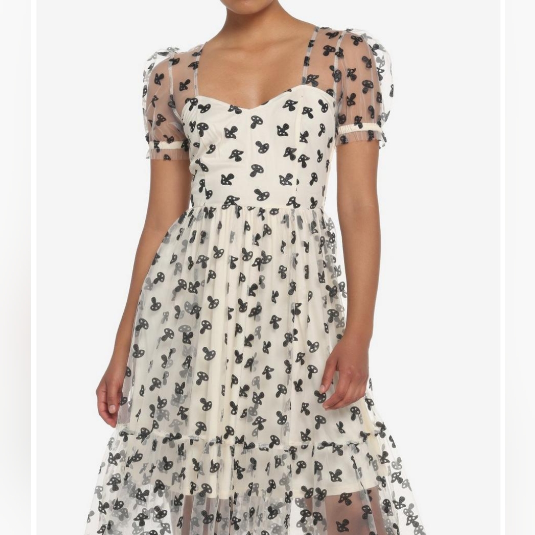 Mushroom Glitter Mesh Dress